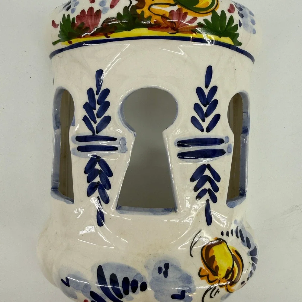 Ceramic Wall Pocket Home Decor Wall‎ Sconce White Hand Painted Mediterranean